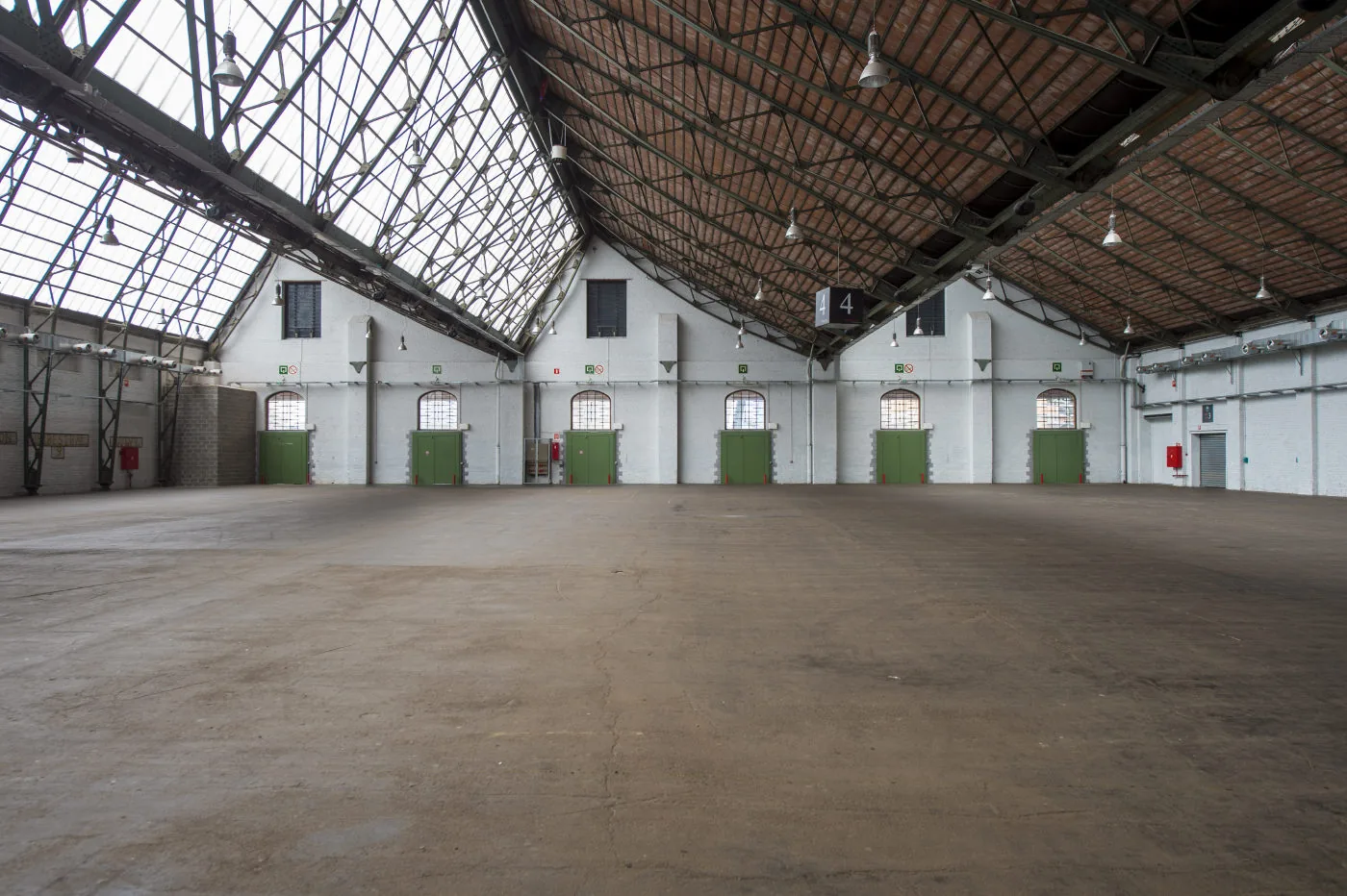 Inside a hall at Tour & Taxis